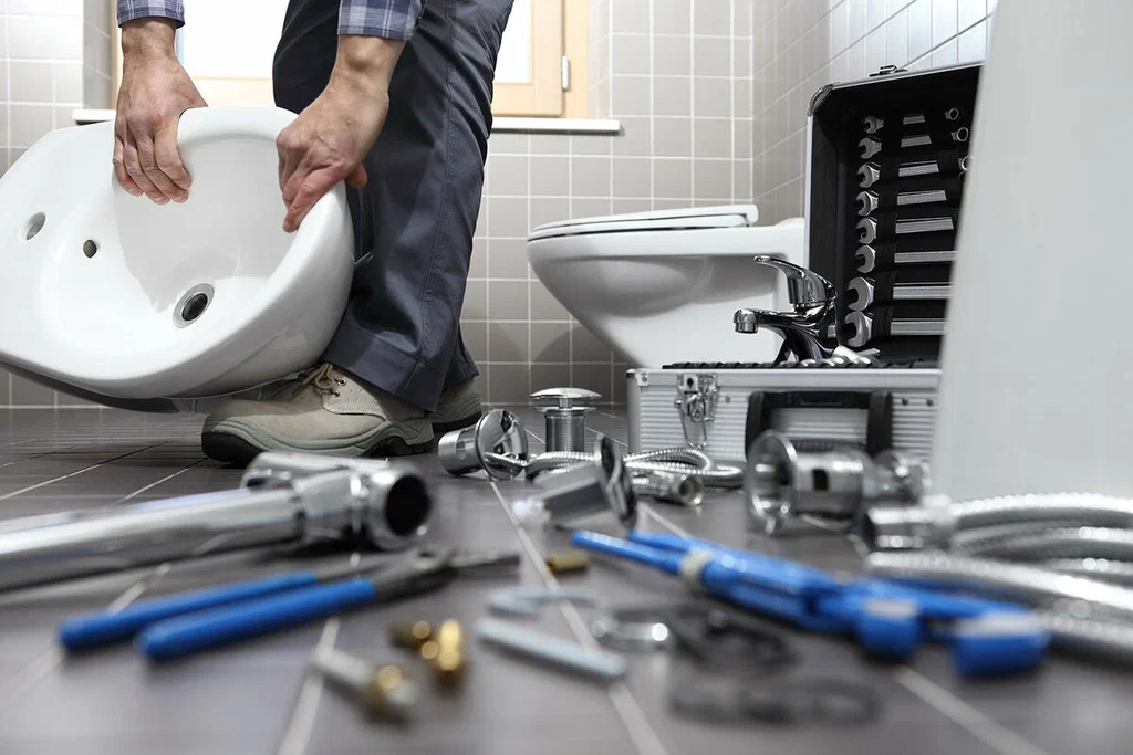 Plumbing tools prepared for a bathroom repair in Lehigh Acres